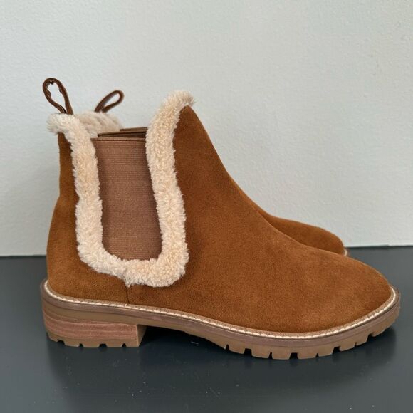 NEW Steve Madden Leopold Suede Leather Chelsea Boot in Camel Size 6.5 - Picture 2 of 12